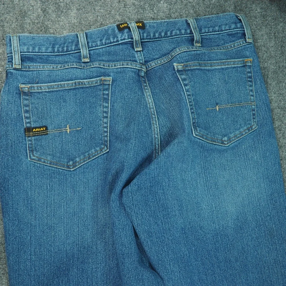 Ariat Jeans Mens 36x32 Rebar Relaxed Fit Blue Western Cowboy Workwear Denim